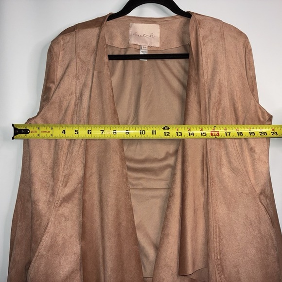 Anthropologie Hutch Faux Suede Medium Drape Waterfall Jacket Cardigan Blush Pink - Picture 5 of 7
